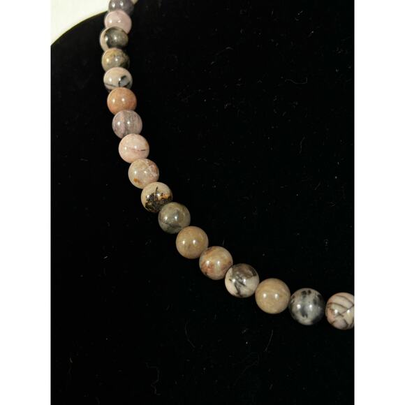 Handmade Rhodonite Necklace, 21.5 inches, Adjustable, With a Silver Extender - Picture 3 of 6